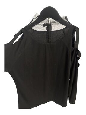 SHEIN Black Cold-Shoulder Blouse with Mesh Yoke